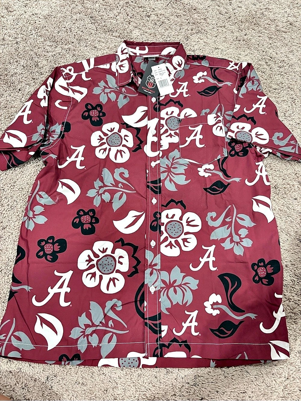 Wes & Willy Alabama Crimson Tide Men's Floral Button-Up Shirt Floral Button-Up